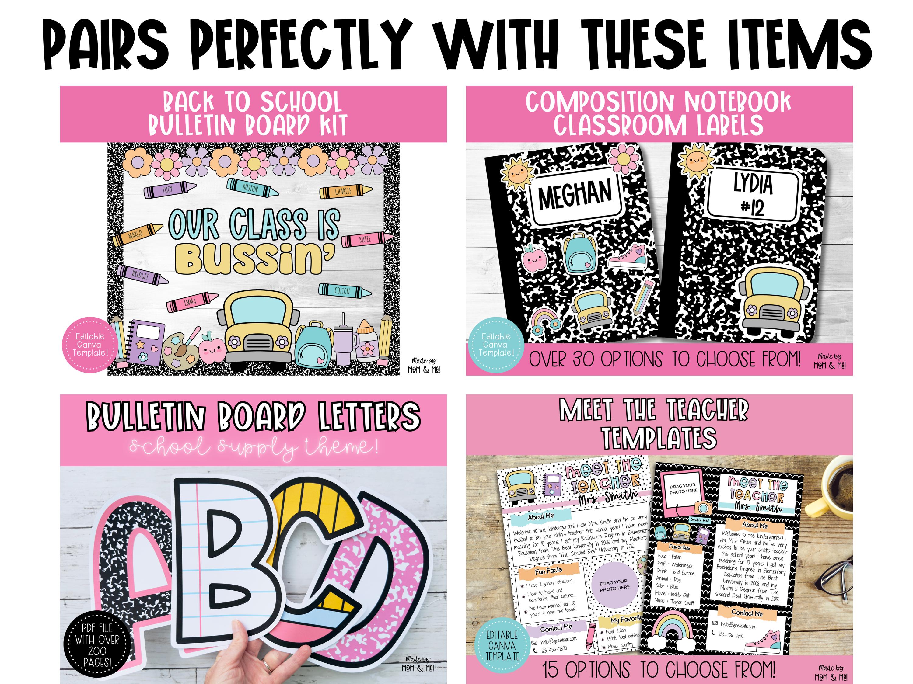 Editable Composition Notebook Binder Covers: Teacher Classroom Decor ...