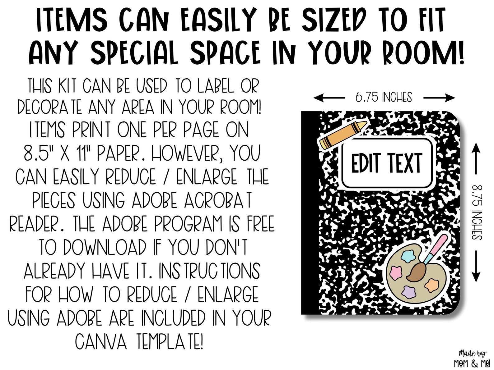 Editable Classroom Labels or Name Tags for School: Composition Notebook ...