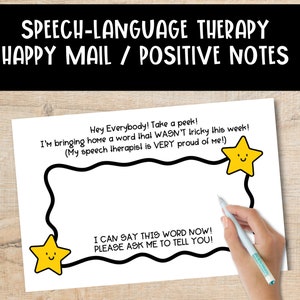 Logopädie druckbar, SLP Materialien, Artikulationstherapie, Happy Mail, Positive Note Home, Sprachpathologie, Sofort Download
