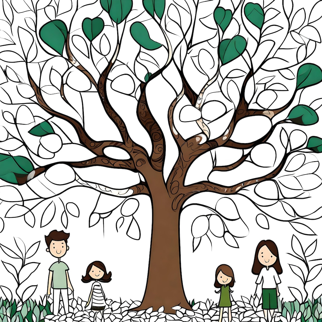 Family Tree Coloring Book Etsy