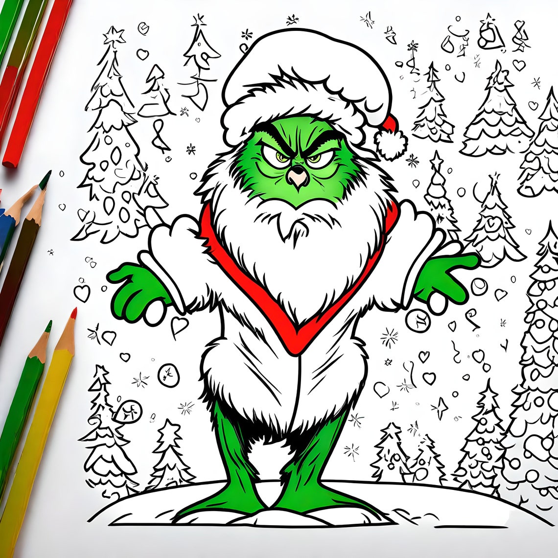 Grinch Coloring Page 22 Pages Grinch Stealing Christmas Presents - Etsy