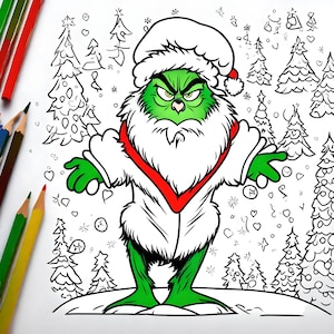 Grinch Coloring Page 22 Pages Grinch Stealing Christmas Presents - Etsy