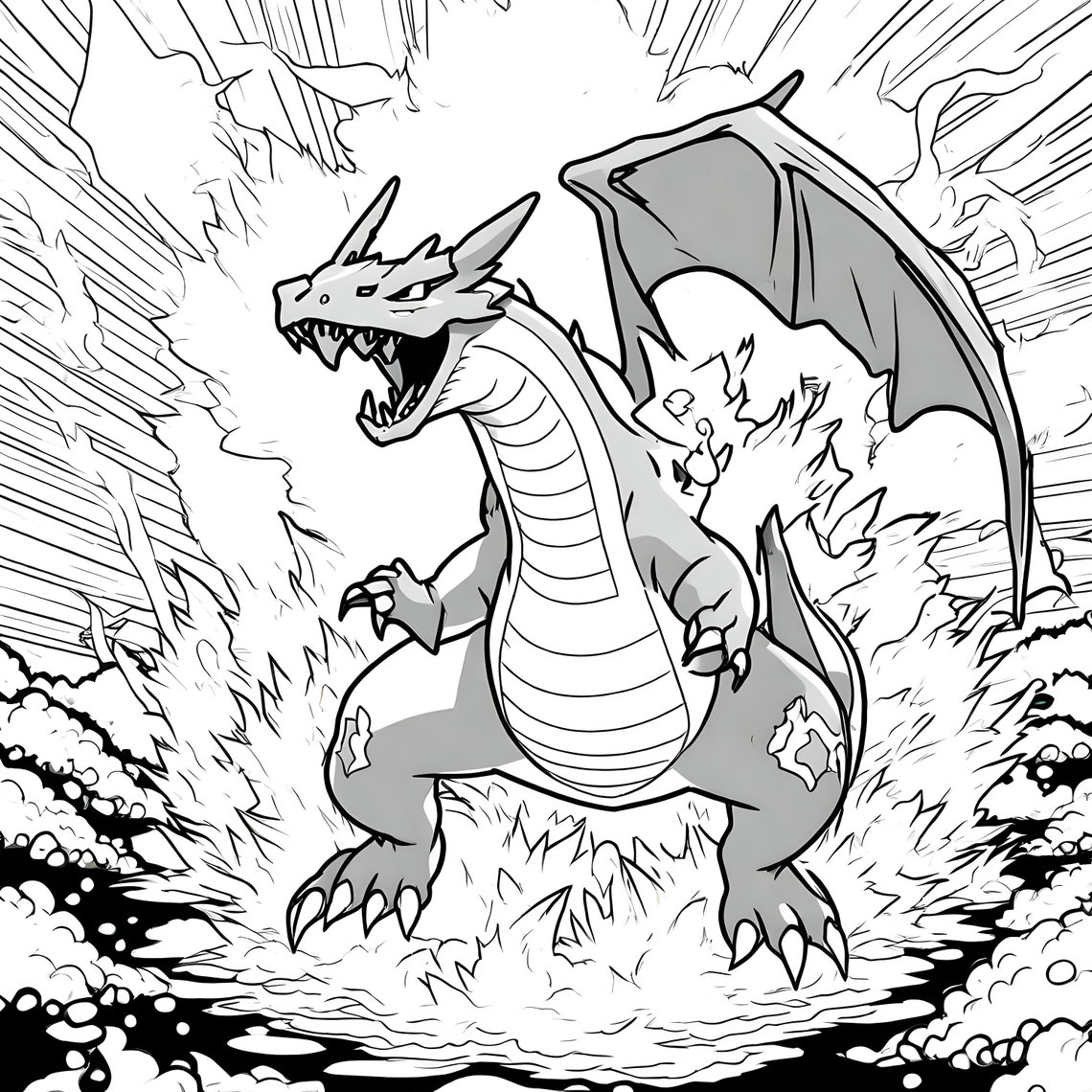 Charizard Coloring Page 20 Pages Etsy