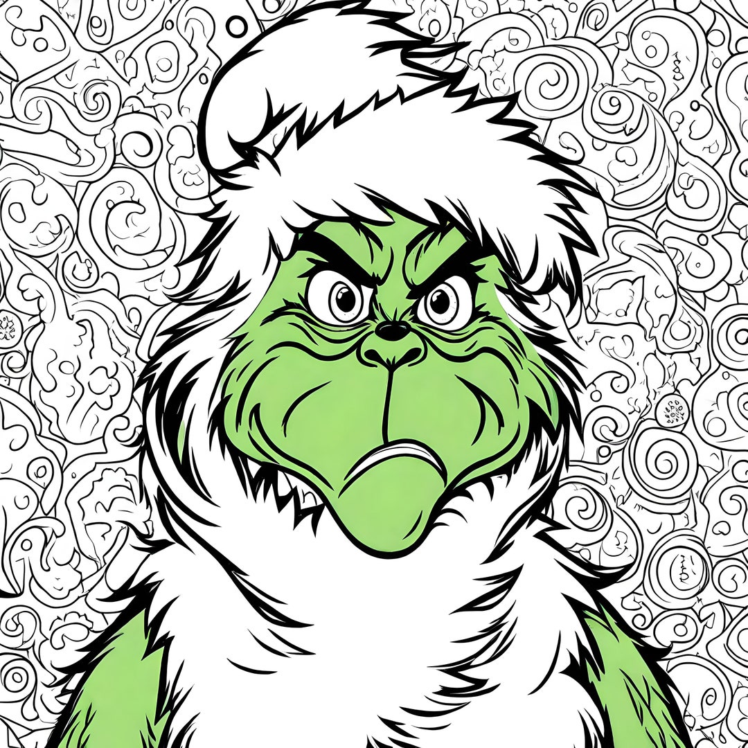 Grinch Coloring Page 22 Pages Grinch Stealing Christmas Presents Etsy