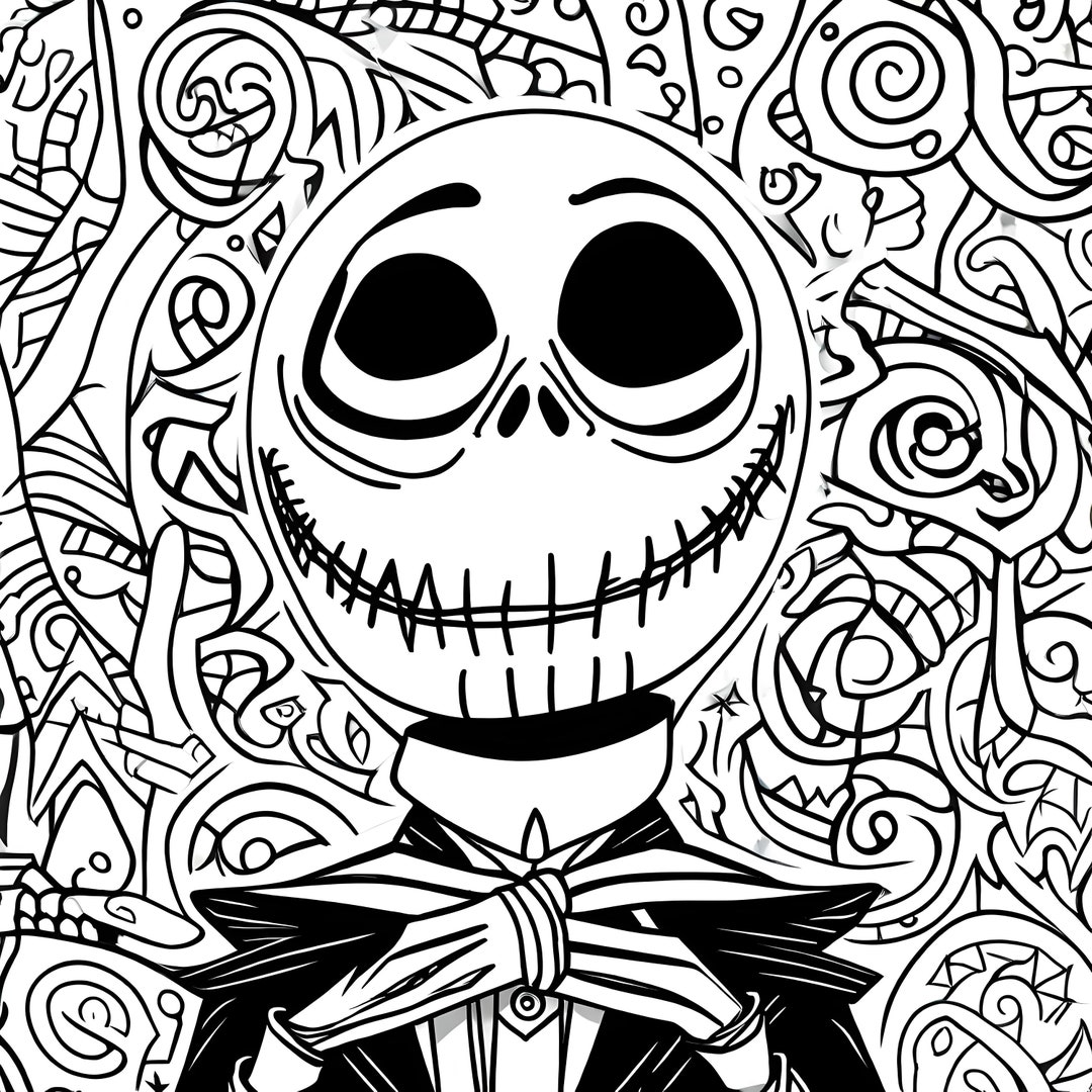 Jack Skellington Coloring Pages 12 Pages Nightmare Before Christmas ...