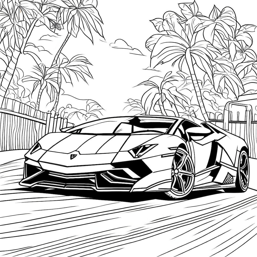 Super Cars Coloring Lamborghini Ferrari Bugatti Porsche 20 Pages Etsy