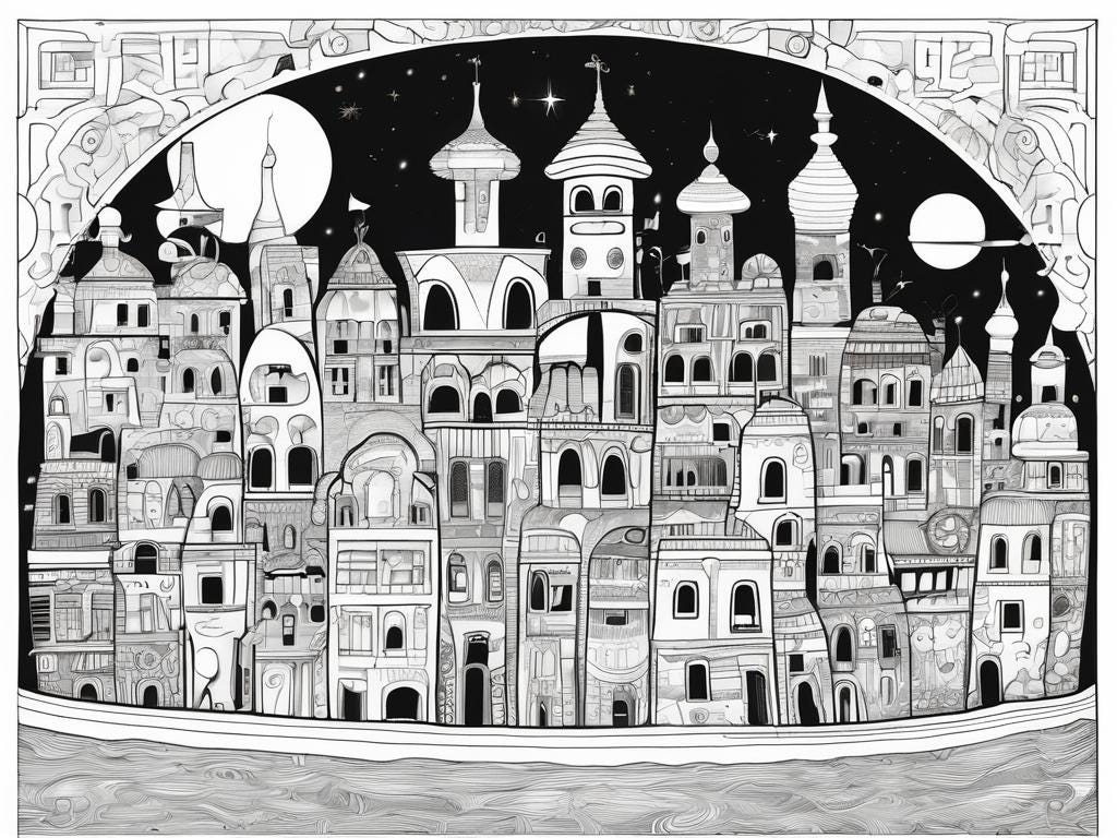 Malbuch „Verträumte Häuser“ – über 50 Motive Im Stil Von Hundertwasser, Zur Entspannung & Kreativität