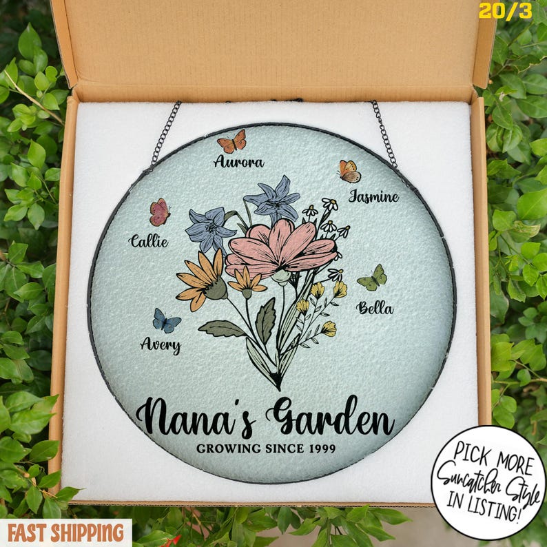 Personalized Nana's Garden Stained Glass Suncatcher, Mothers Day Gifts ...