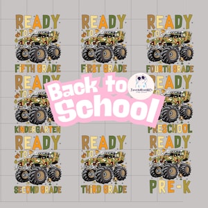 6+Back to School For Boys Bundle PNG, Kindergarten Dude, First Day Of School, Truck For Boy Png, Ready To Crush First/ Second/ Third Grade