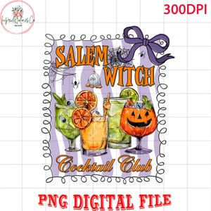 Salem Witch Cocktail Social Club PNG Retro Halloween Gothic Girly Cocktails sublimation Spooky Season png Feeling Witchy PNG poison digital