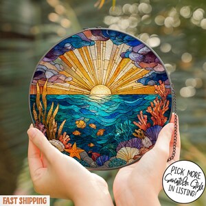海の波 #2：ステンドグラス風の窓掛け - Etsy 日本