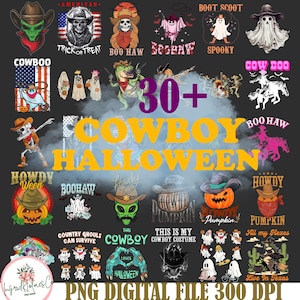 30+ Halloween Cowboy Ghost Png, Western Halloween Cowgirl Png, Howdy Halloween Shirt Png, Cowboy Ghost Boo Png, Halloween Sublimation Design