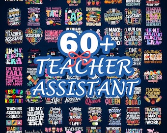 60+ Teacher Assistant PNG Bundle, Teacher Assistant PNG, Cute Teacher Assistant, Leopard Pattern Rainbow, Back To School, Sublimation PNG