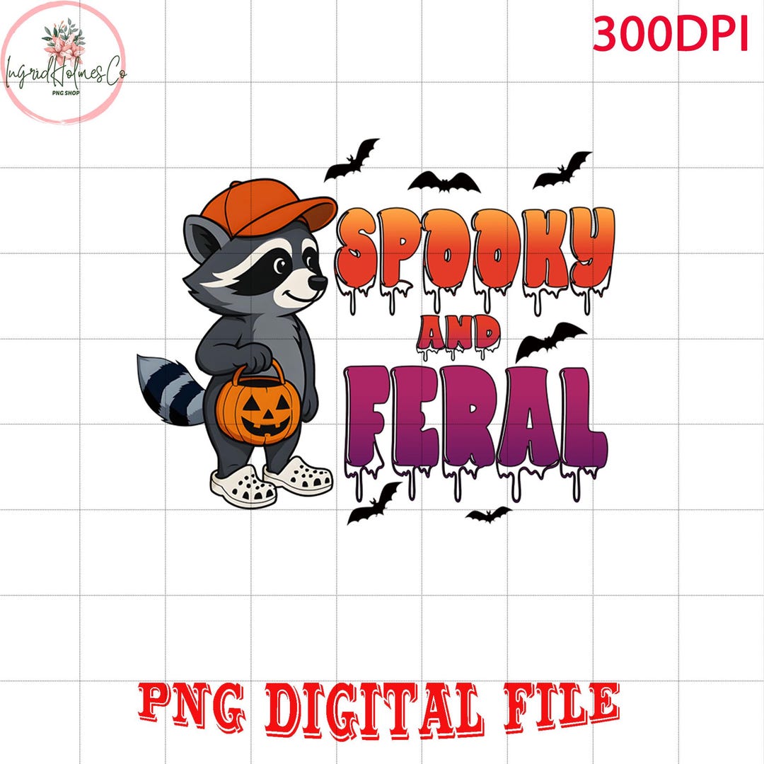 Spooky and Feral Raccoon PNG, Halloween PNG, Funny Raccoon Halloween ...