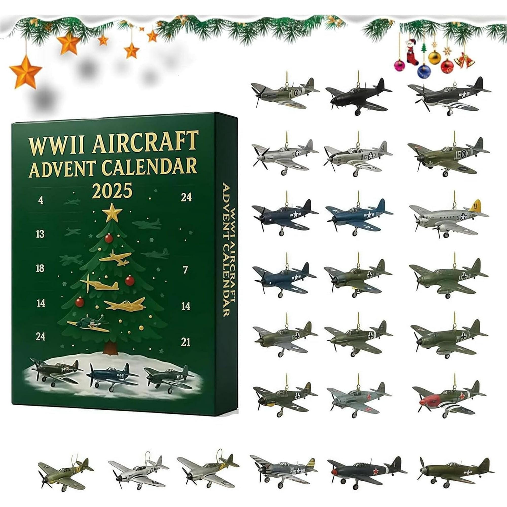 Discover Aircraft Advent Calendar Christmas 2025, 24 Mini Acrylic Items, Fighter Countdown Surprise Gift for Aviation Lovers & Military History Fans