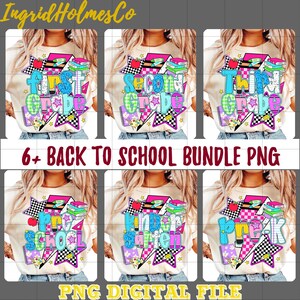 6+Back to School Bundle PNG, Preppy Teacher First Day of School Bundle PNG, Girly Coquette Sublimation, Pink Bow Pre-k 1st/2nd/3rd/4th Grade
