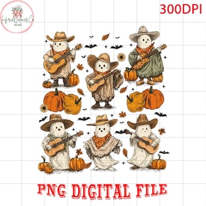 Ghost cowboy pumpkin fall png, Howdy Ghouls Png, Funny Halloween Shirt Png, Halloween Png, farmer halloween png, ghost halloween png