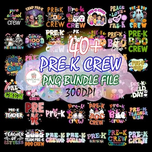 43+Pre-K Crew Png, Pre K Teacher Png, Pre-K Teacher Shirt Sublimation Png, Back to school Pre-K Squad Png, Team Pre-K Png, Pre-K Png