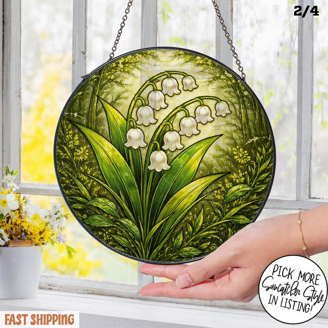Handmade Lily of the Valley Stained Glass Suncatcher, Floral Window ...