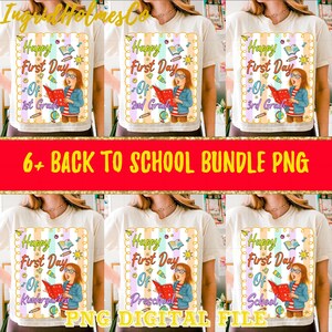 6+Back to School Bundle PNG, Preppy Teacher First Day of School Shirt Design, Girly Coquette Sublimation,  Pre-k 1st/2nd/3rd/4th Grade PNG