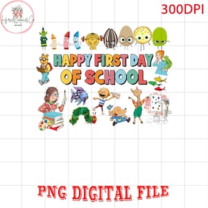 Joyeux premier jour d'école png, livre d'enfants png, enseignant png, élève png, amateur de livres png, lecture png, équipe de la maternelle png