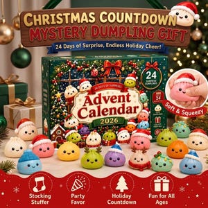 2026 Christmas Dumpling Advent Calendar, 24 Days of Squishy Toys & Holiday Surprises, Cute Festive Countdown Gift for Kids