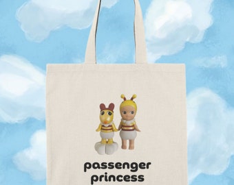 Sonny Angel "Passenger Princess" Tote - 100% Natural Cotton Canvas | Sonny Angel Tote, Sonny Angel Gift, Robby Sonny, Funny Unique Gift