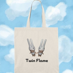 Sonny Angel &quot;Twin Flame&quot; Tasche - 100% natürlicher Baumwoll-Canvas | Sonny Angel Tote, Sonny Angel Geschenk, seltener Sonny, einzigartiges süßes Geschenk, Gen-Z Geschenk