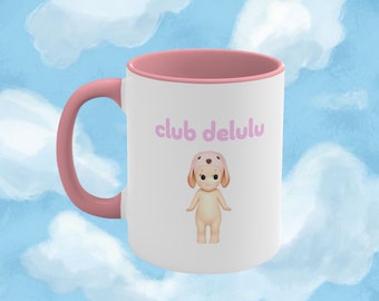 Sonny Angel Bunny Club Delulu Accent Coffee Mug, 11oz / Sonny Angel Gift, Regalo único divertido, Sonny Angel Mug, Gen-Z Gift, Sonny Angel Rare