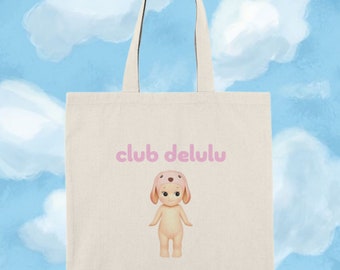 Sonny Angel "Club Delulu" Tote - 100% Natural Cotton Canvas | Sonny Angel Tote, Sonny Angel Gift, Rare Sonny, Unique Cute Gift, Gen-Z Gift