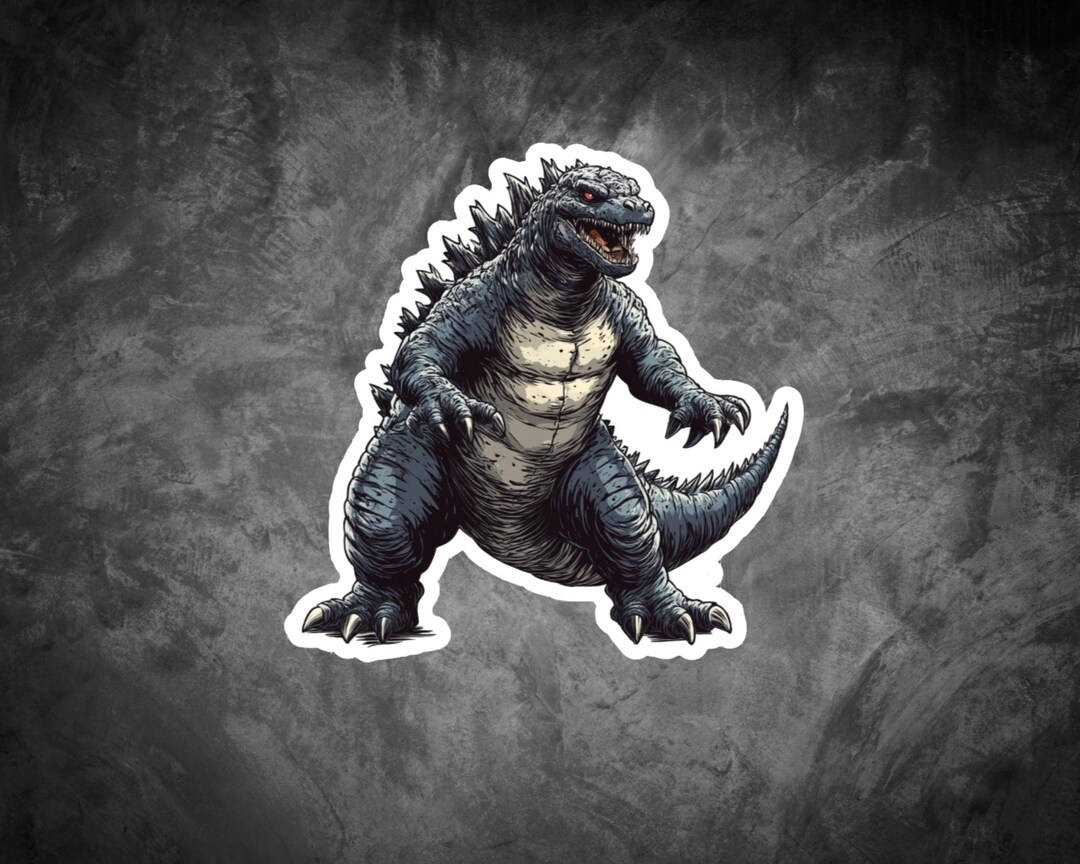 Godzilla Sticker Template Godzilla Vinyl Sticker, Water Bottle, Laptop Decal - Etsy