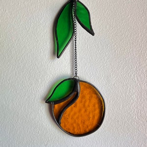 Orange Suncatcher stained glass, kitchen decor, fruit ornament, summer decoration