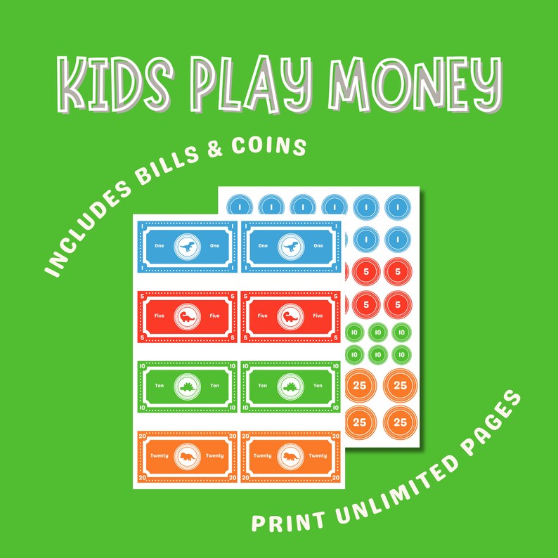Play Money for Children to Print and Use at Home Family - Etsy