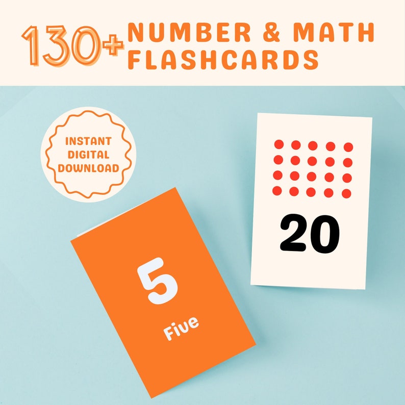 Number and Math Flashcards Learning Tool Educational Etsy