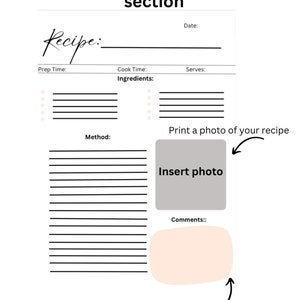 Recipe Book A4 Printable Printable Recipe Book, Digital Recipe Book ...