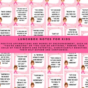 Prinzessin Lunchbox Notizen für Kinder - Kind positive Motivation - Printable Digital Download