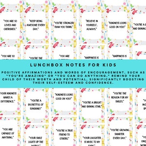 Lunchbox Notizen für Kinder - Kind positive Motivation - Printable Digital Download