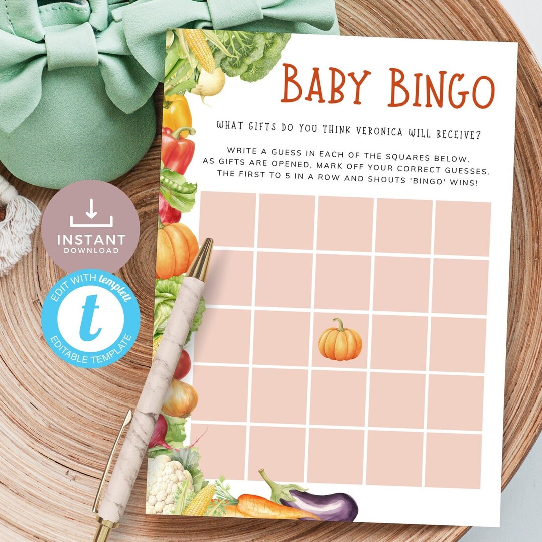 Locally Grown Baby Shower Bingo to Add to Your Farmers Market Themed ...