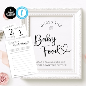 Guess the Baby Food Game, Modern Baby Shower Game, Flavor Taste Test, Minimal Which Baby Food Jar Is It, Simple. Editable, Printable | MN01