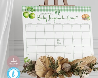 Apple Of Our Eye Baby Shower Guess The Arrival Date Game, Country Fruit Theme Due Date Calendar, Poster Sign. Editable, Printable | AP03