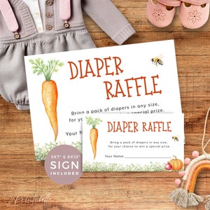 Lokal gewachsene Baby Shower Windel Raffle Tickets und Schild, mit Windel Option, für Farmers Markt Thema. Bearbeitbar, bedruckbar, Download | LG01