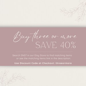 Buy three or more templates from our shop and save 40%. Search SN07 in our Printabelle Place Etsy Store to find matching items to purchase. Use Discount Code: threeormore at checkout to apply savings.