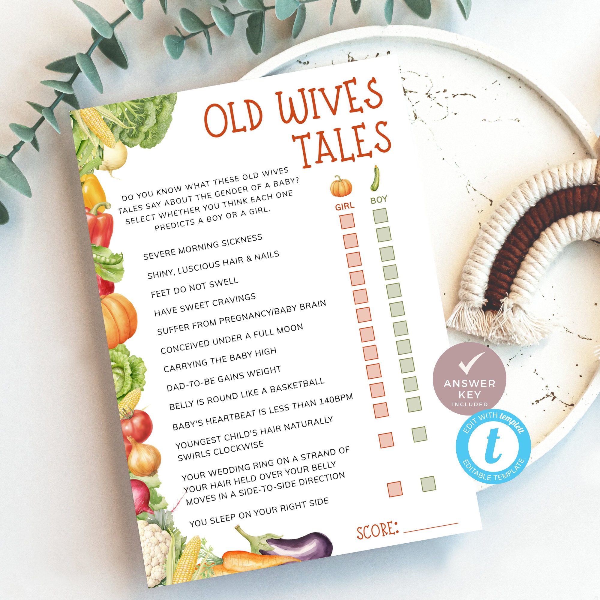 Locally Grown Old Wives Tales Pregnancy Gender Prediction