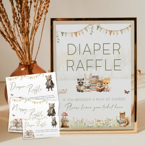 Een nieuw hoofdstuk staat op het punt te beginnen Babyshower Luierloterijkaartje, verhalenboek luierloterijbord, bord en kaart. Bewerkbaar, afdrukbaar | SB01