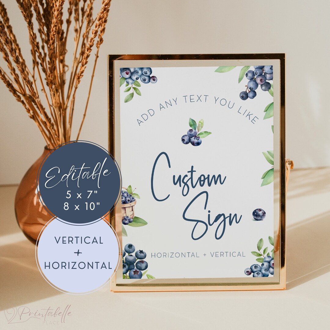 Blueberry Baby Shower Custom Sign, Berry Sweet Table Signage, Fruit ...