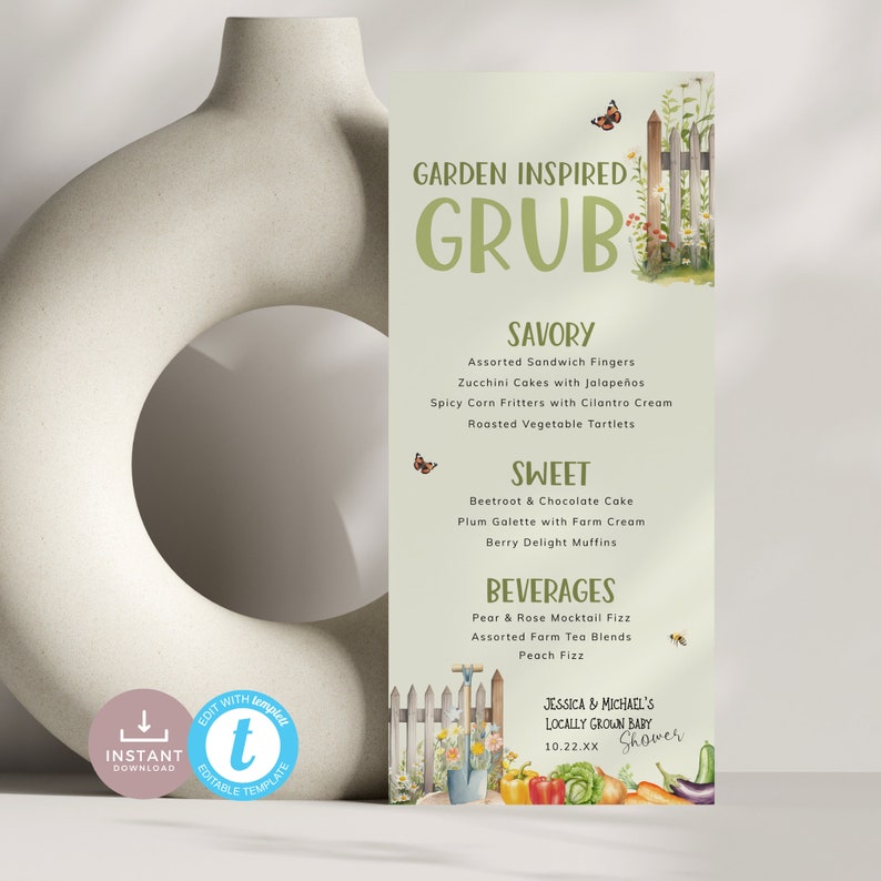 Locally Grown Menu Template for Your Farmers Market Decor, Sage Green ...