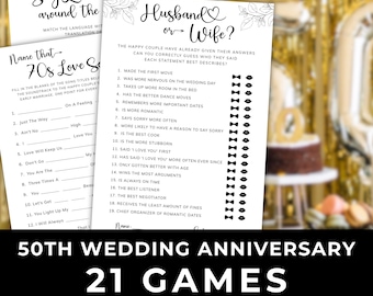 50th Wedding Anniversary Games Bundle: Golden Party Activities (Editable & Printable Digital Download) | MN02