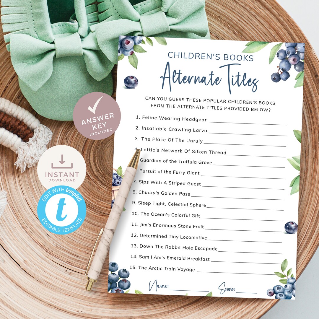 Blueberry Baby Shower Game, Children's Books Alternate Titles, Berry