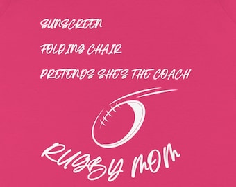 RUGBY MOM ~ RUGBY mama ~ Sport mom ~ T-shirt à col en V ~ Chemise de rugby ~ 100 % coton