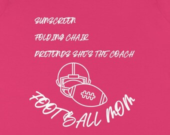 FOOTBALL MOM ~ FOOTBALL mama ~ Maman sport ~ T-shirt col V ~ Maillot de football ~ 100% Coton
